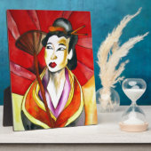 Japanische Geisha-Originalkunst Aquarellmalerei Fotoplatte (Seite)