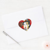 Japanische Geisha-Originalkunst Aquarellmalerei Herz-Aufkleber (Umschlag)