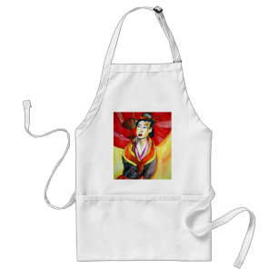 Japanische Geisha-Originalkunst Aquarellmalerei Schürze