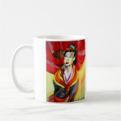 Japanische Geisha-Originalmalerei Kaffeetasse (Links)