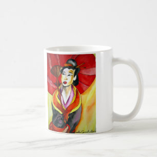 Japanische Geisha-Originalmalerei Kaffeetasse