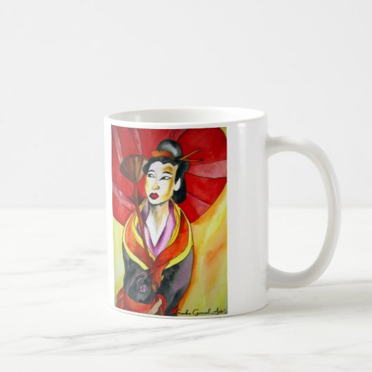 Japanische Geisha-Originalmalerei Kaffeetasse (Rechts)