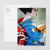 Japanische Geisha-Originalmalerei Postkarte (Vorne/Hinten)