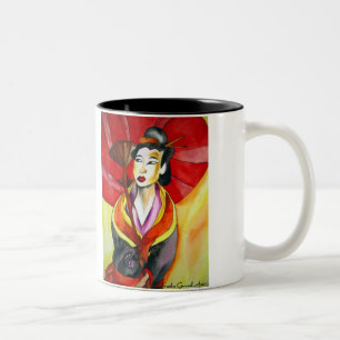 Japanische Geisha-Originalmalerei Zweifarbige Tasse