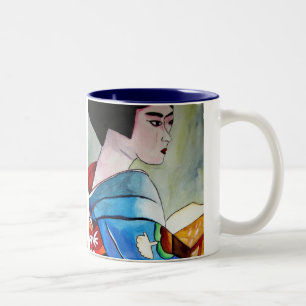 Japanische Geisha-Originalmalerei Zweifarbige Tasse