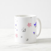 Japanische Geisha-Puppe - blaue Reihen-Tasse Kaffeetasse (VorderseiteRechts)