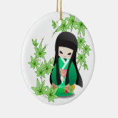 Japanische Geisha-Puppe - grüne Reihe Keramik Ornament (Rechts)