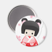Japanische Geisha-Puppe - Schussserie Magnet (Vorderseite/Rückseite)