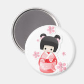 Japanische Geisha-Puppe - Schussserie Magnet (Vorderseite/Rückseite)