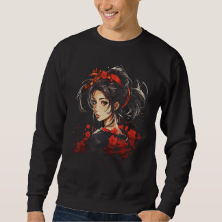 Japanische Geisha Rote Blume Kimono Japan Sweatshirt