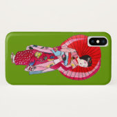 Japanische Geisha-Rote Kimono-niedliche Kunst Case-Mate iPhone Hülle (Rückseite (Horizontal))