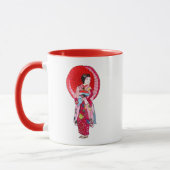 Japanische Geisha-Rote Kimono-niedliche Kunst Tasse (Links)