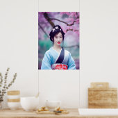 Japanische Geisha Tree AI kreiert Foto Style Poster (Küche)