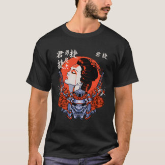 Japanische Geisha und Samurai Art drucken Stoic Fi T-Shirt