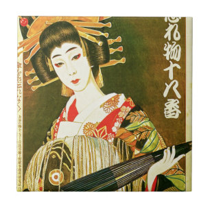 Japanische Geisha & Wasaga Papier-Schirm-Kunst Fliese