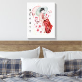 Japanische Geisha Wasserfarbe mit Kimono und Sakur Leinwanddruck (Insitu (Schlafzimmer))