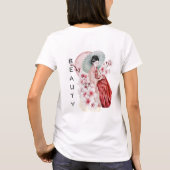 Japanische Geisha Wasserfarbe mit Kimono und Sakur T-Shirt (Rückseite)