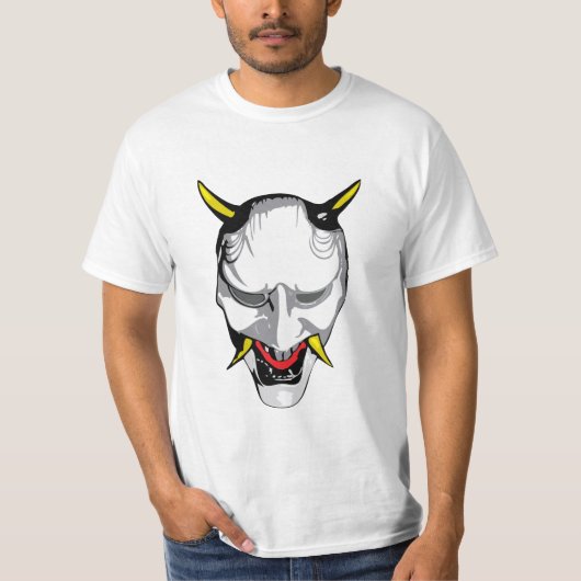 Japanische Geist-Maske mit Kirschblüte-Muster T-Shirt (Vorderseite)