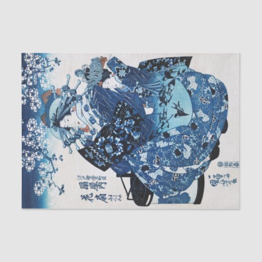 Japanische Geisya Frau, Kuniyoshi, Ukiyo-e Seidenpapier (Vorderseite)