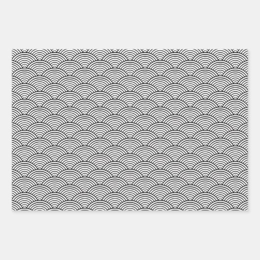 Japanische geometrische Muster in Schwarz und Weiß Geschenkpapier Set (Vorderseite 3)