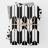 Japanische geometrische Muster in Schwarz und Weiß Geschenkpapier Set (Beispiel)