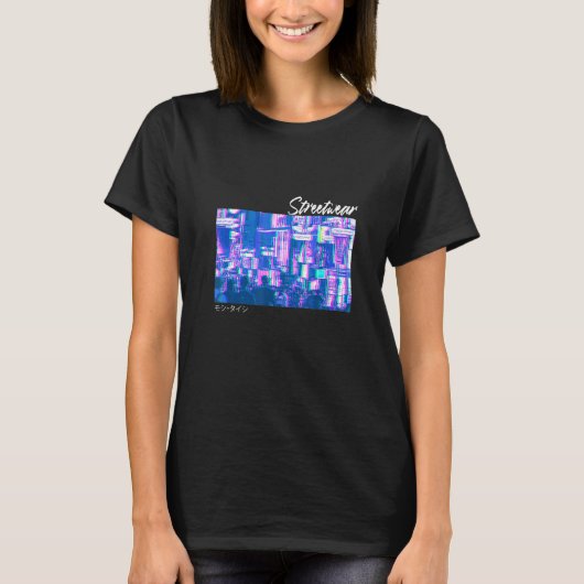 Japanische Glitch Cyberpunk Tokyo Streetwear Aesth T-Shirt (Vorderseite)