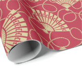 Japanische Goldfans in Rot Geschenkpapier (Rolleneckpunkt)