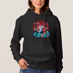 Japanische Grafische Koi Fisch Steigende Sun Sakur Hoodie