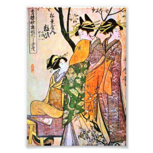 Japanische Gravur Drei Geisha 1911 Fotodruck