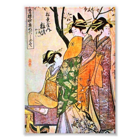 Japanische Gravur Drei Geisha 1911 Fotodruck (Vorne)