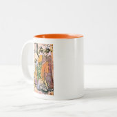 Japanische Gravur Drei Geisha 1911 Zweifarbige Tasse (Vorderseite Links)