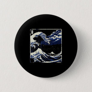 Japanische Große Welle von Kanagawa Ukiyo-e Art Me Button