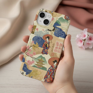 Japanische grüne Anime-Stimmungsbild-Kunst-Cartoon iPhone 15 Hülle