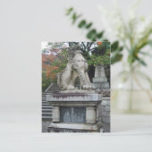 Japanische Guardian Lion Temple Statue Postcard Postkarte (Stehend Vorderseite)