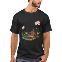 Japanische Hauslandschaft und Wasserspiegelung