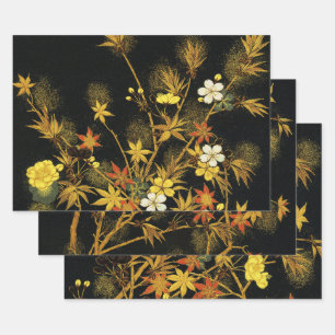 Japanische Herbstblätter Antique Botanical Geschenkpapier Set