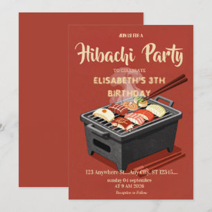 Japanische Hibachi-Abendparty Geburtstags-Einladun Einladung