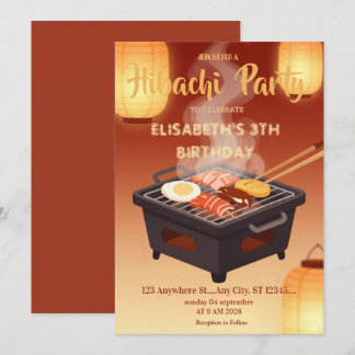 Japanische Hibachi-Abendparty Geburtstagseinladung Einladung