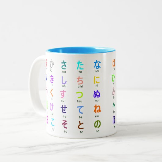 Japanische Hiragana-Tasse Zweifarbige Tasse (Vorderseite Links)
