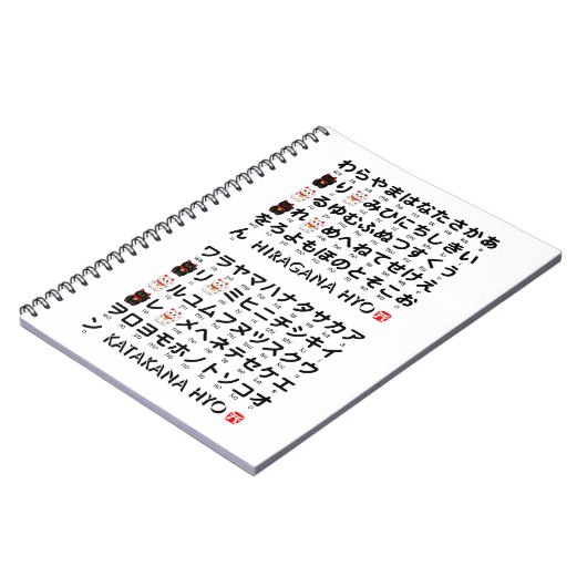 Japanische Hiragana- u. Katakanatabelle (Alphabet) Notizblock (Linke Seite)