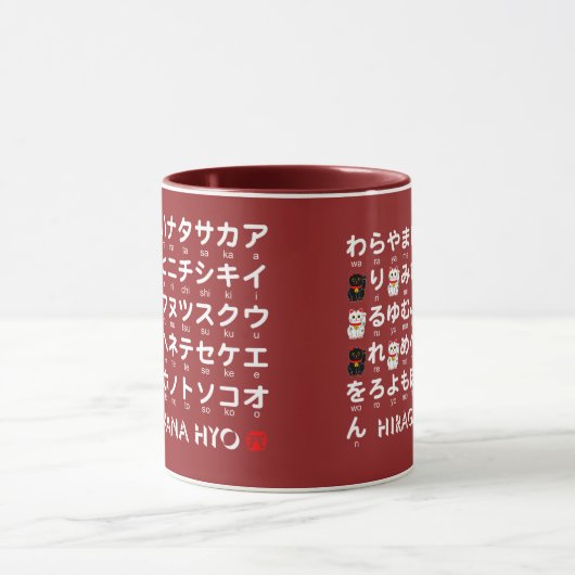 Japanische Hiragana- u. Katakanatabelle (Alphabet) Tasse (Zentrum)
