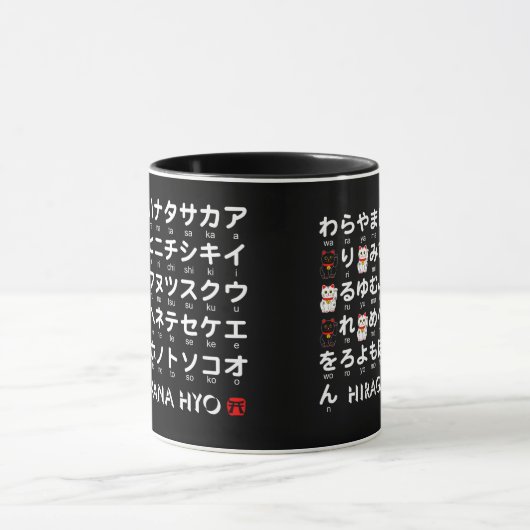 Japanische Hiragana- u. Katakanatabelle (Alphabet) Tasse (Zentrum)