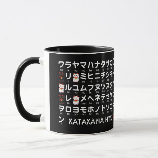 Japanische Hiragana- u. Katakanatabelle (Alphabet) Tasse (Links)