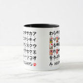 Japanische Hiragana- u. Katakanatabelle (Alphabet) Tasse (Zentrum)