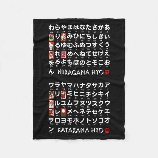 Japanische Hiragana- u. Katakanatabelle Fleecedecke (Vorderseite)