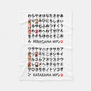 Japanische Hiragana- u. Katakanatabelle Fleecedecke