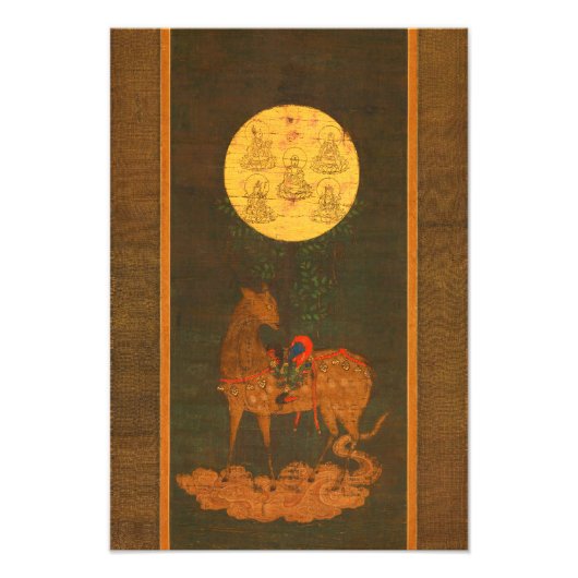 Japanische Hirsche Mandala Shinto Buddhismus Vinta Fotodruck (Vorne)