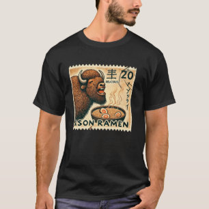 Japanische Höhlenkunst Briefmarke Nudeln Bison Ram T-Shirt