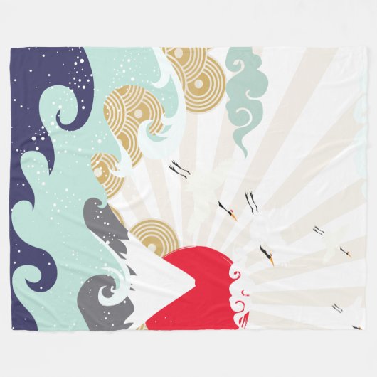 japanische Illustration Fleecedecke (Vorderseite (Horizontal))