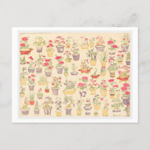 Japanische Illustration von gepolsterten Pflanze / Postkarte